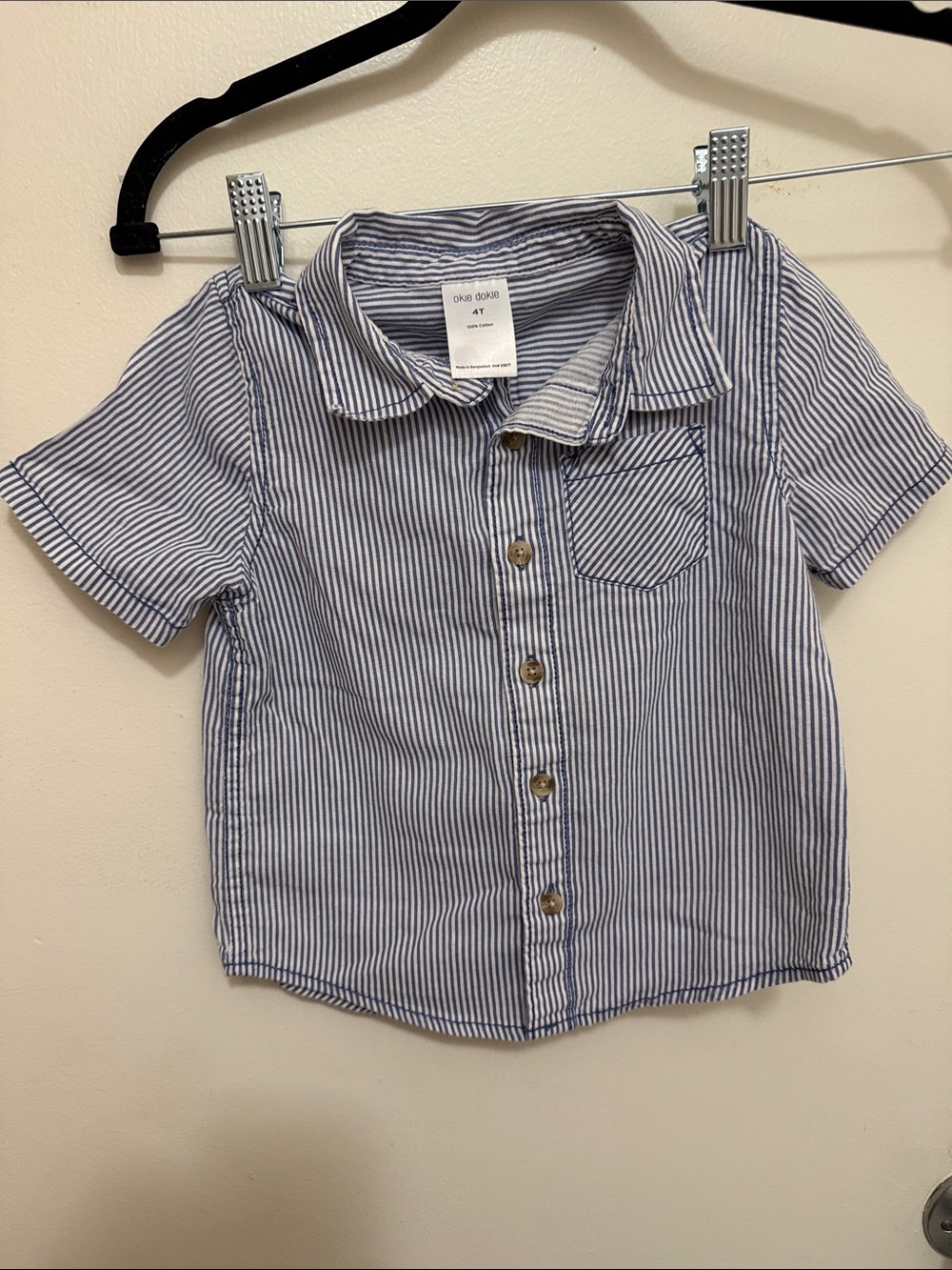 okie dokie Blue and White Striped Short-Sleeve Button-Up Shirt